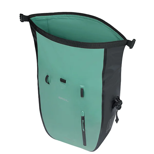 Basil egyoldalas táska Rivo L Single Bag- vízhatlan- MIK Hooks- 25-31 L- ezüst zöldfekete (3)